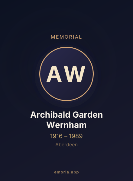 Memorial portrait of Archibald Garden Wernham