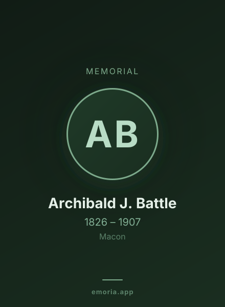 Memorial portrait of Archibald J. Battle