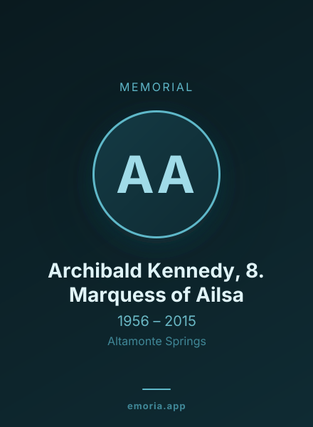 Memorial portrait of Archibald Kennedy, 8. Marquess of Ailsa