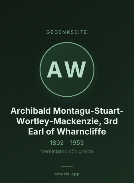 Gedenkportrait von Archibald Montagu-Stuart-Wortley-Mackenzie, 3rd Earl of Wharncliffe