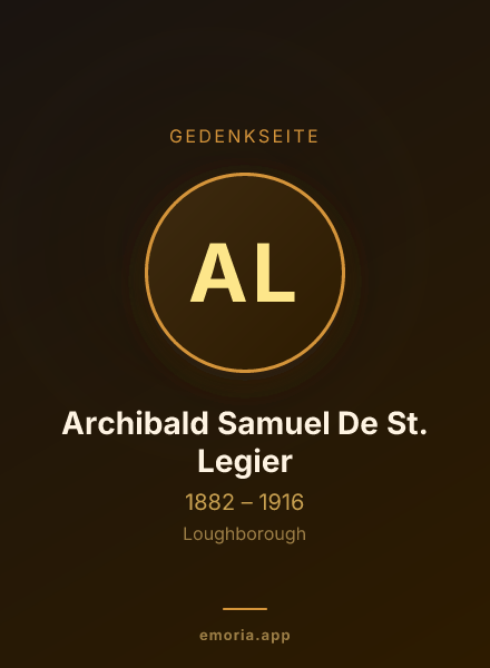 Gedenkportrait von Archibald Samuel De St. Legier