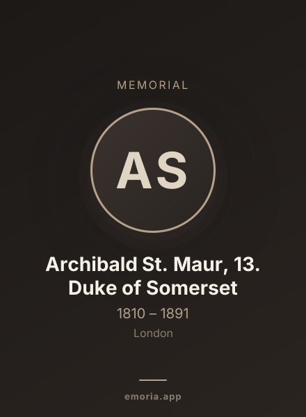 Memorial portrait of Archibald St. Maur, 13. Duke of Somerset