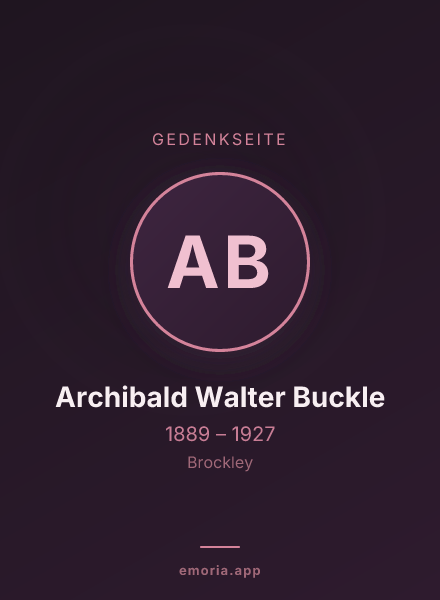 Gedenkportrait von Archibald Walter Buckle