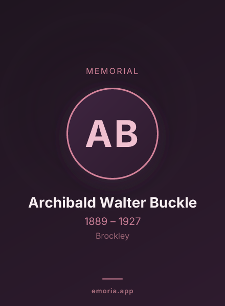 Memorial portrait of Archibald Walter Buckle