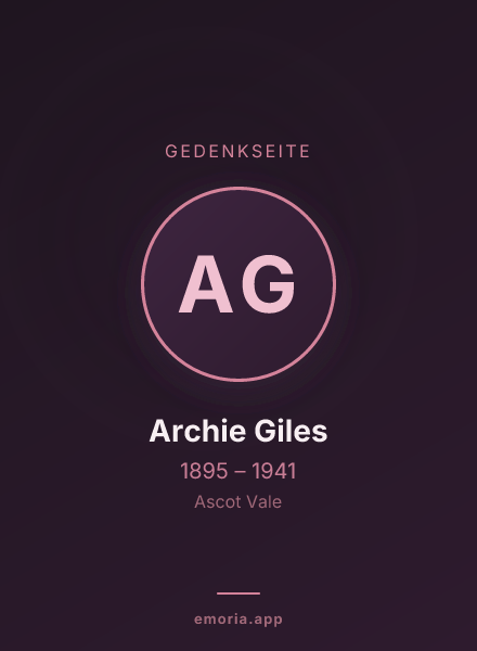 Gedenkportrait von Archie Giles