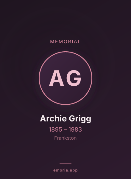 Memorial portrait of Archie Grigg