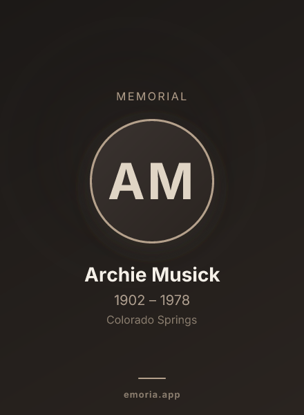 Memorial portrait of Archie Musick