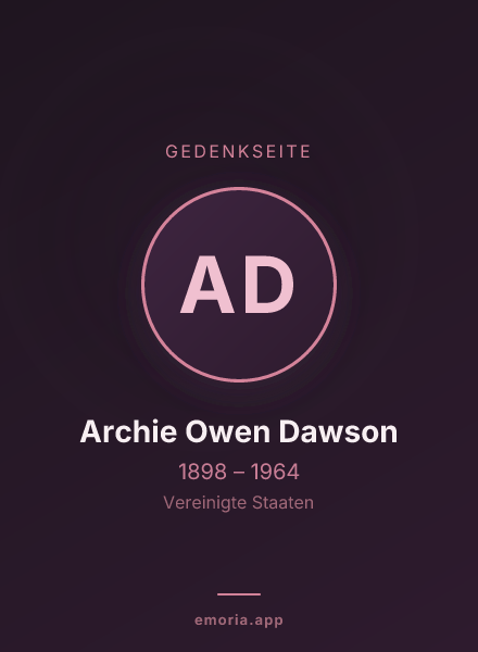 Gedenkportrait von Archie Owen Dawson