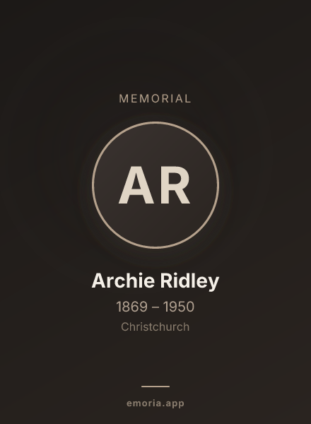 Memorial portrait of Archie Ridley
