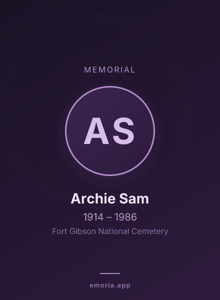 Memorial portrait of Archie Sam