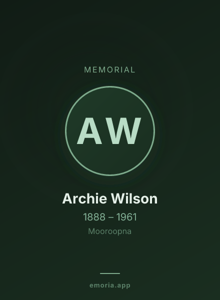 Memorial portrait of Archie Wilson