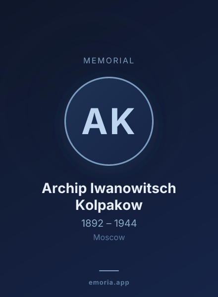 Memorial portrait of Archip Iwanowitsch Kolpakow