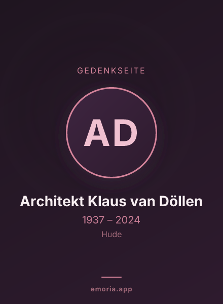 Gedenkportrait von Architekt Klaus van Döllen