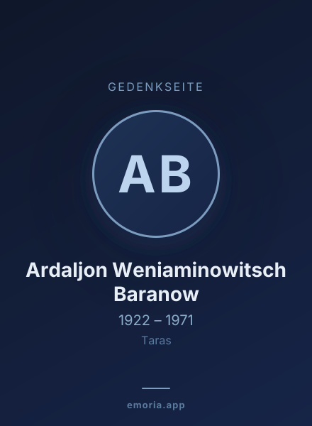 Gedenkportrait von Ardaljon Weniaminowitsch Baranow