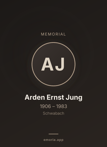 Memorial portrait of Arden Ernst Jung