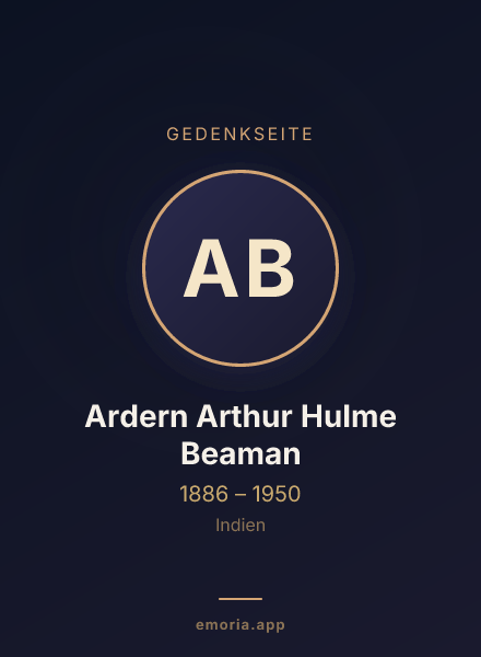 Gedenkportrait von Ardern Arthur Hulme Beaman