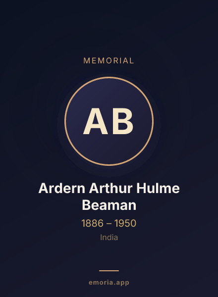 Memorial portrait of Ardern Arthur Hulme Beaman