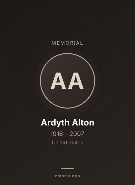 Memorial portrait of Ardyth Alton