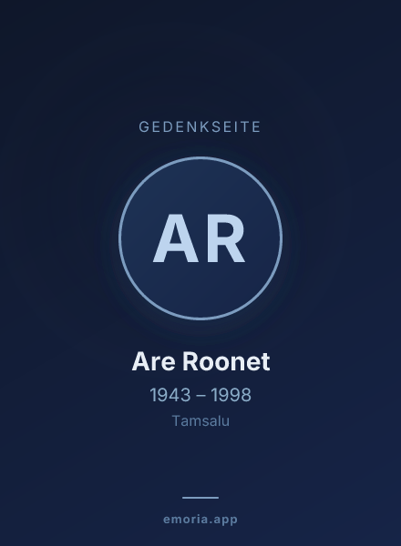 Gedenkportrait von Are Roonet