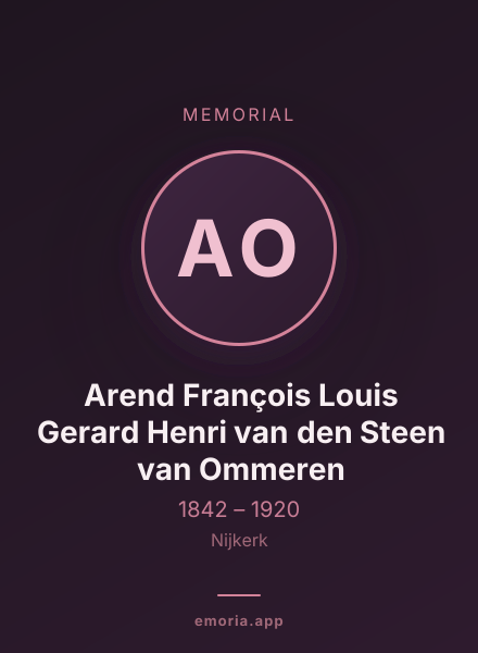 Memorial portrait of Arend François Louis Gerard Henri van den Steen van Ommeren