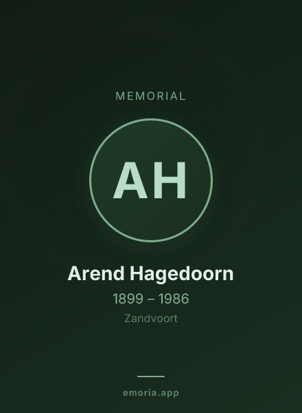 Memorial portrait of Arend Hagedoorn