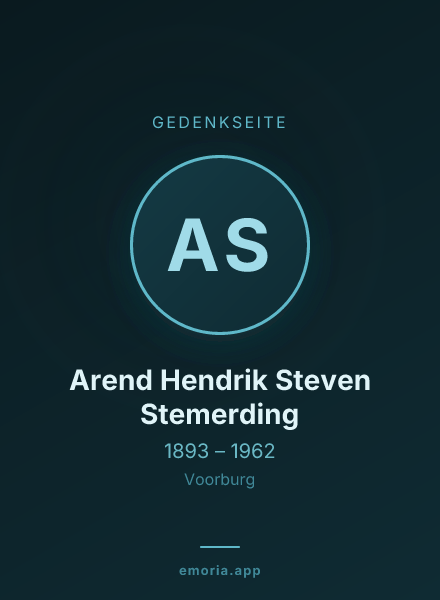 Gedenkportrait von Arend Hendrik Steven Stemerding