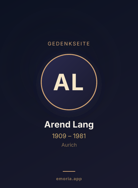 Gedenkportrait von Arend Lang