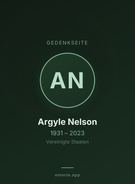 Gedenkportrait von Argyle Nelson