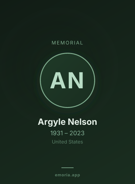 Memorial portrait of Argyle Nelson