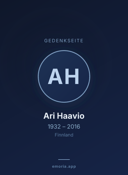 Gedenkportrait von Ari Haavio