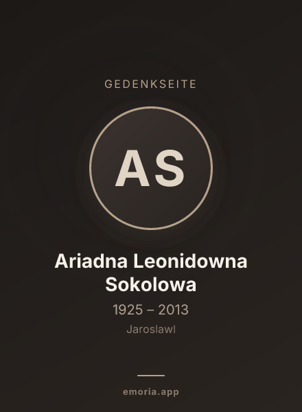 Gedenkportrait von Ariadna Leonidowna Sokolowa
