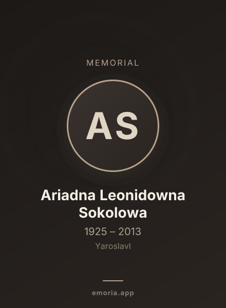 Memorial portrait of Ariadna Leonidowna Sokolowa