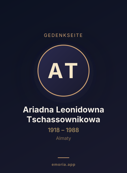 Gedenkportrait von Ariadna Leonidowna Tschassownikowa