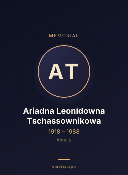 Memorial portrait of Ariadna Leonidowna Tschassownikowa
