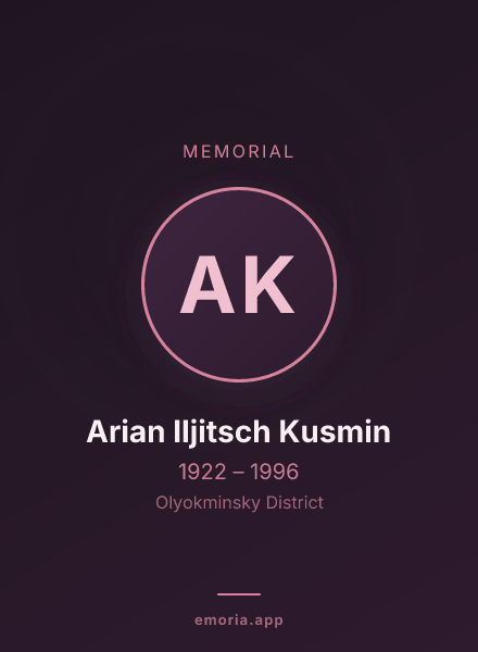 Memorial portrait of Arian Iljitsch Kusmin