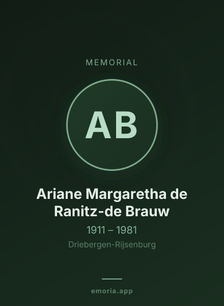 Memorial portrait of Ariane Margaretha de Ranitz-de Brauw