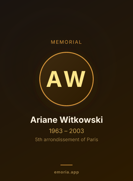 Memorial portrait of Ariane Witkowski