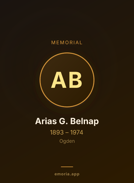 Memorial portrait of Arias G. Belnap