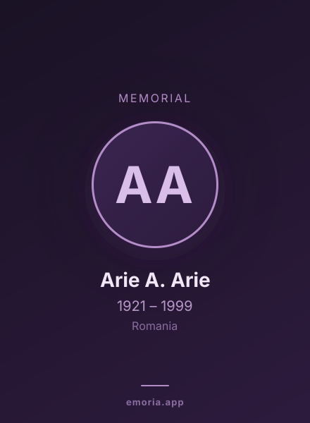 Memorial portrait of Arie A. Arie
