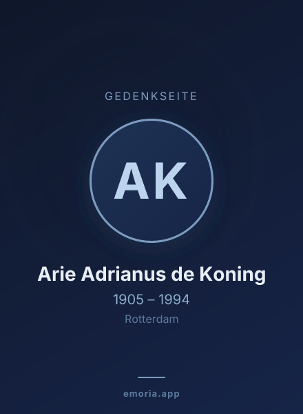 Gedenkportrait von Arie Adrianus de Koning