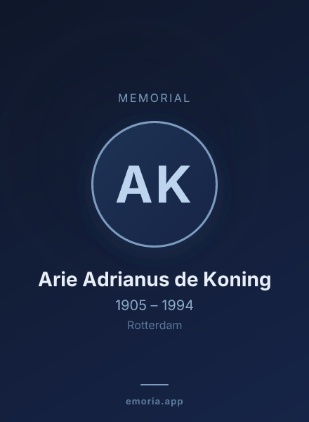 Memorial portrait of Arie Adrianus de Koning