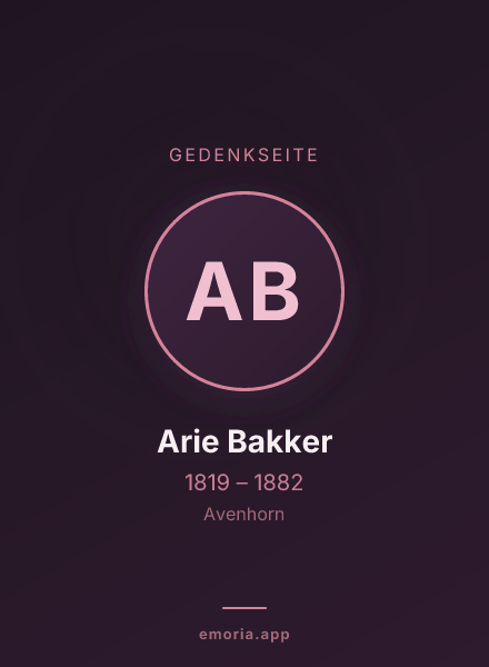 Gedenkportrait von Arie Bakker