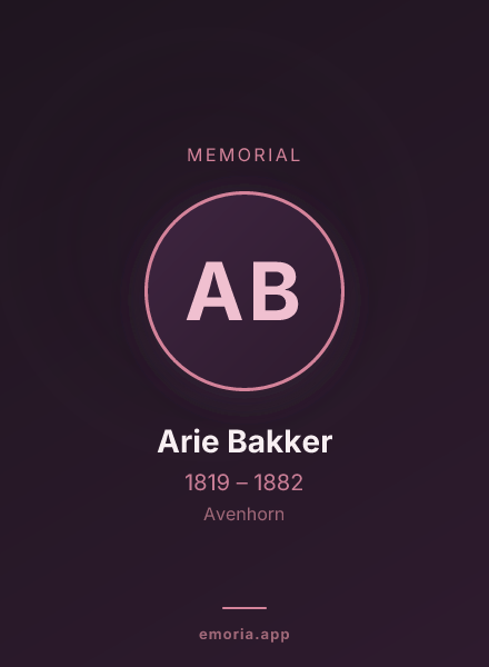 Memorial portrait of Arie Bakker