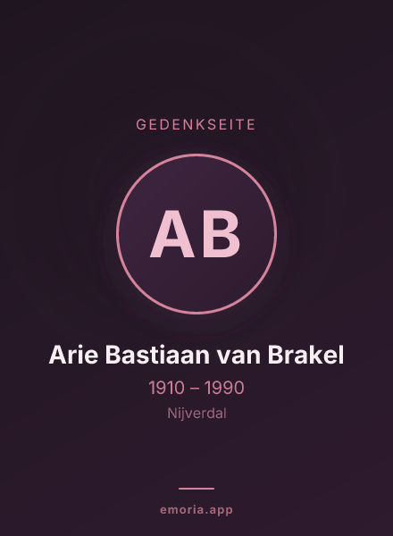 Gedenkportrait von Arie Bastiaan van Brakel