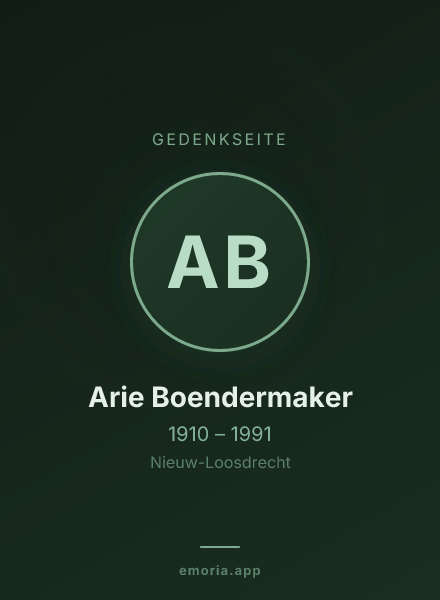 Gedenkportrait von Arie Boendermaker