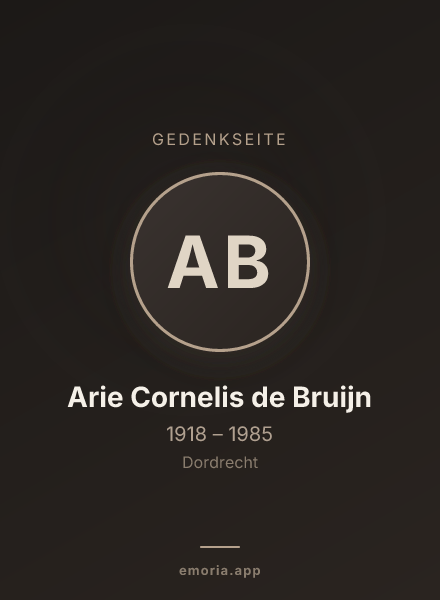 Gedenkportrait von Arie Cornelis de Bruijn
