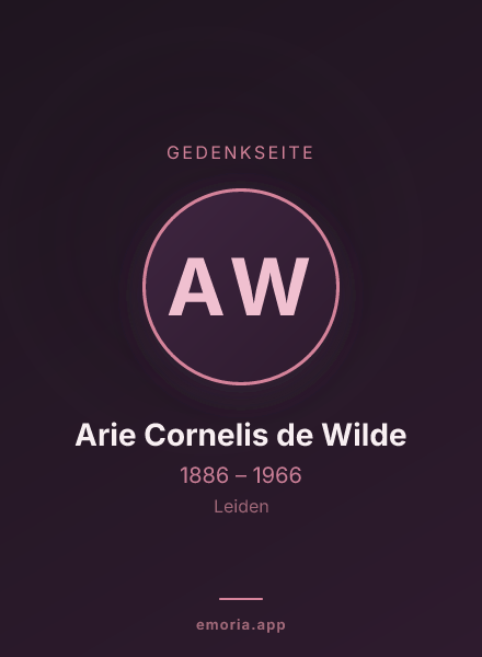 Gedenkportrait von Arie Cornelis de Wilde