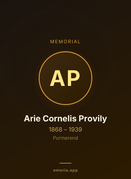 Memorial portrait of Arie Cornelis Provily
