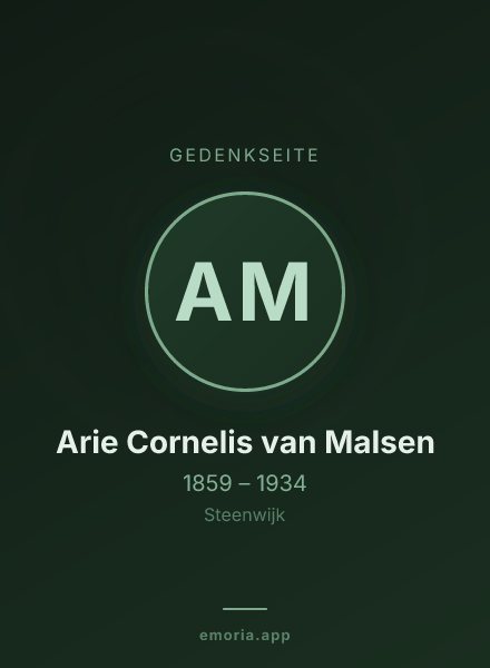 Gedenkportrait von Arie Cornelis van Malsen