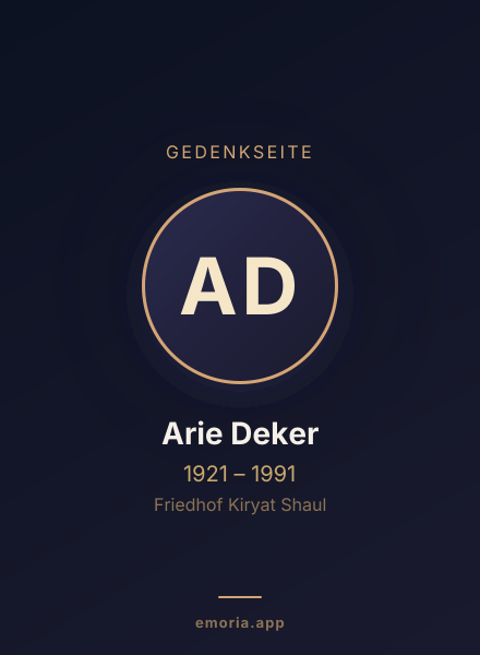 Gedenkportrait von Arie Deker